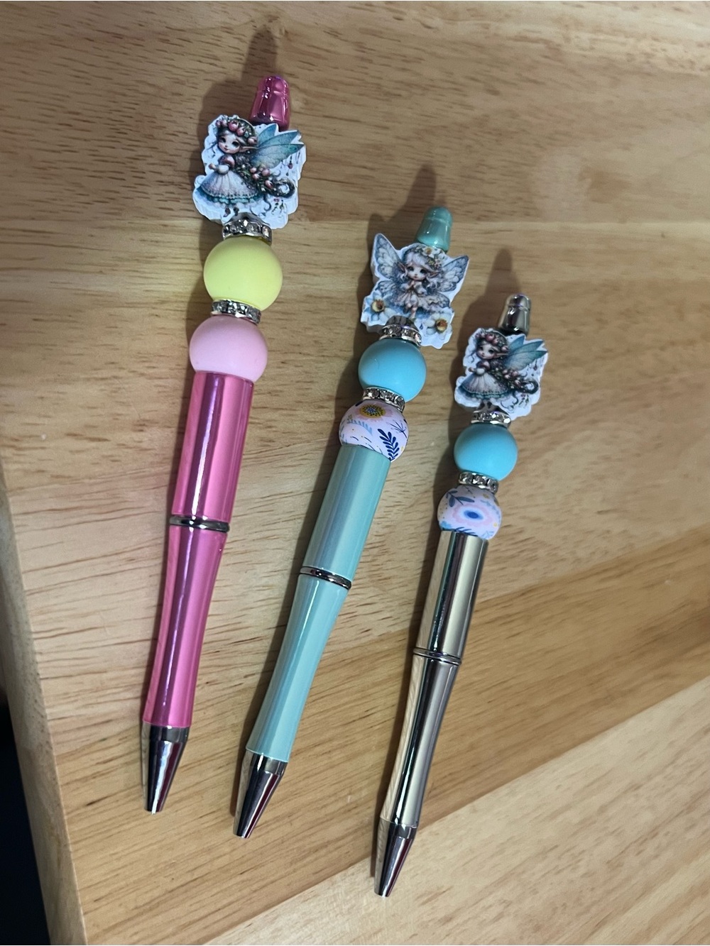 Kids Fairy Bead Pen - Pink, Mint, Silver M56